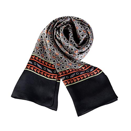 UK_Stone Halstuch Herren 100% Seide Schal Vintage Pattern Seidenschal Herrenschal, (Geflochtenes Pattern Schwarz) von UK_Stone