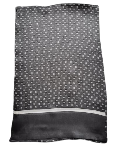 UK_Stone Halstuch Herren 100% Seide Schal Vintage Pattern Seidenschal Herrenschal, (Klein Block Pattern Grau) von UK_Stone