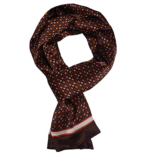 UK_Stone Halstuch Herren 100% Seide Schal Vintage Pattern Seidenschal Herrenschal, (Vintage Blumen Pattern #3 Braun) von UK_Stone