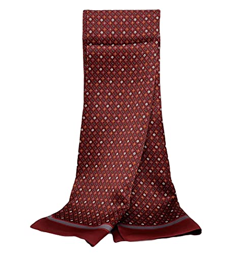 UK_Stone Halstuch Herren 100% Seide Schal Vintage Pattern Seidenschal Herrenschal, (Vintage Blumen Pattern #3 Weinrot) von UK_Stone