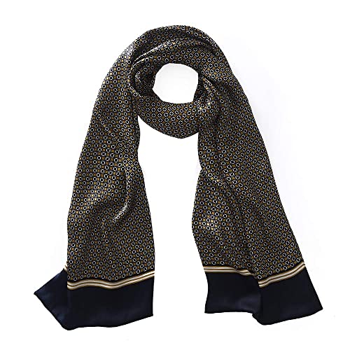UK_Stone Halstuch Herren 100% Seide Schal Vintage Pattern Seidenschal Herrenschal, (Vintage Pattern #1 Dunkelblau) von UK_Stone