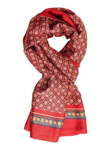 UK_Stone Halstuch Herren Kunstseiden Schal Vintage Pattern Doppelseite Herrenschal (Polka Dot Rot) von UK_Stone