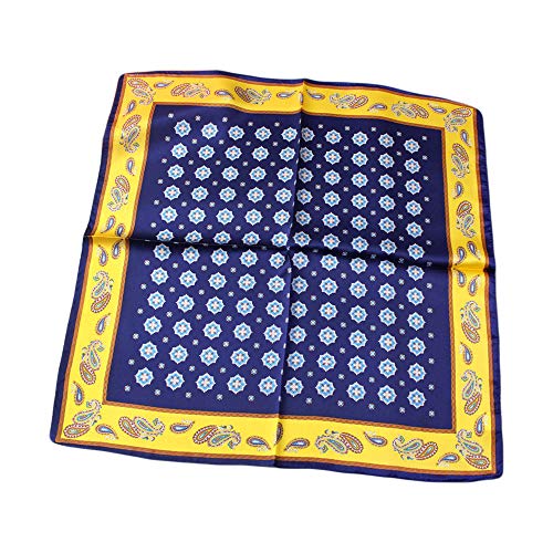 UK_Stone Herren Paisley Muster Bandana Halstuch 100% Seide Krawatte Anzug Taschenhandtuch Multifunktionstuch 50 * 50cm (Z_Pattern #6 Dunkelblau) von UK_Stone