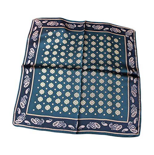 UK_Stone Herren Paisley Muster Bandana Halstuch 100% Seide Krawatte Anzug Taschenhandtuch Multifunktionstuch 50 * 50cm (Z_Pattern #6 Türkis) von UK_Stone