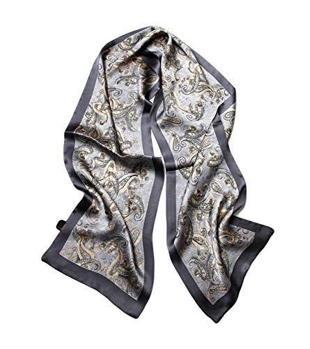 UK_Stone Klassisch 100% Seide Paisley Blumen Doppelschicht Halstuch Herren Schal 10MM von UK_Stone