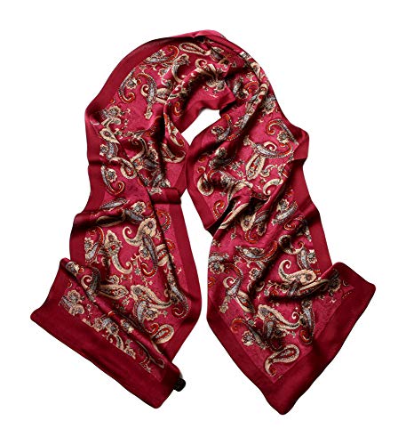 UK_Stone Klassisch 100% Seide Paisley Blumen Doppelschicht Halstuch Herren Schal 10MM von UK_Stone