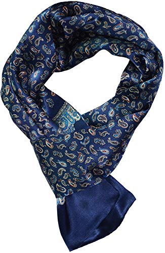 UK_Stone Klassisch Seidenschal Paisley Blumen Halstuch Herren Schal Dunkelblau von UK_Stone