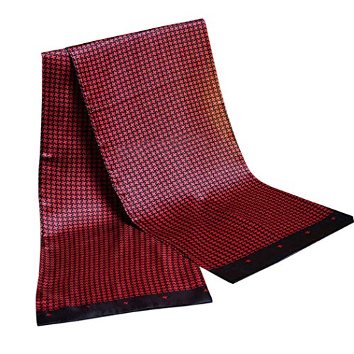 UK_Stone Klassisch Seidenschal Schwarzrot Halstuch Herren Schal Schwarz Rot Hahnentritt Houndstooth von UK_Stone