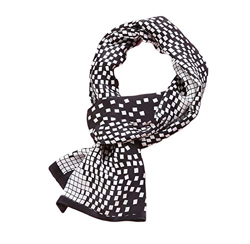 UK_Stone Klassisch Seidenschal Schwarzweiß Halstuch Herren Schal Schwarz Weiß Block Quadrat Diamant von UK_Stone