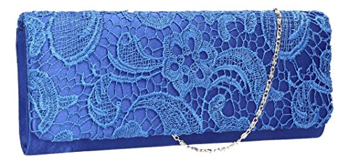 UK_Stone Simple Elegant Damen Blumen Lace Clutch Party Handtasche Abendtasche (Blau) von UK_Stone