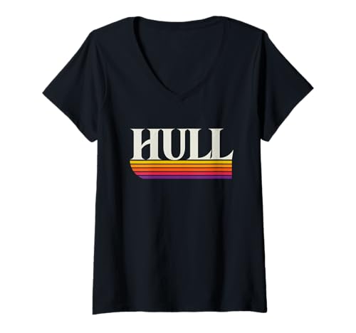 Damen Rumpf England Retro Grafik – Hull UK T-Shirt mit V-Ausschnitt Damen Rumpf England Retro Grafik – Hull UK T-Shirt mit V-Ausschnitt von UK Throwbacks
