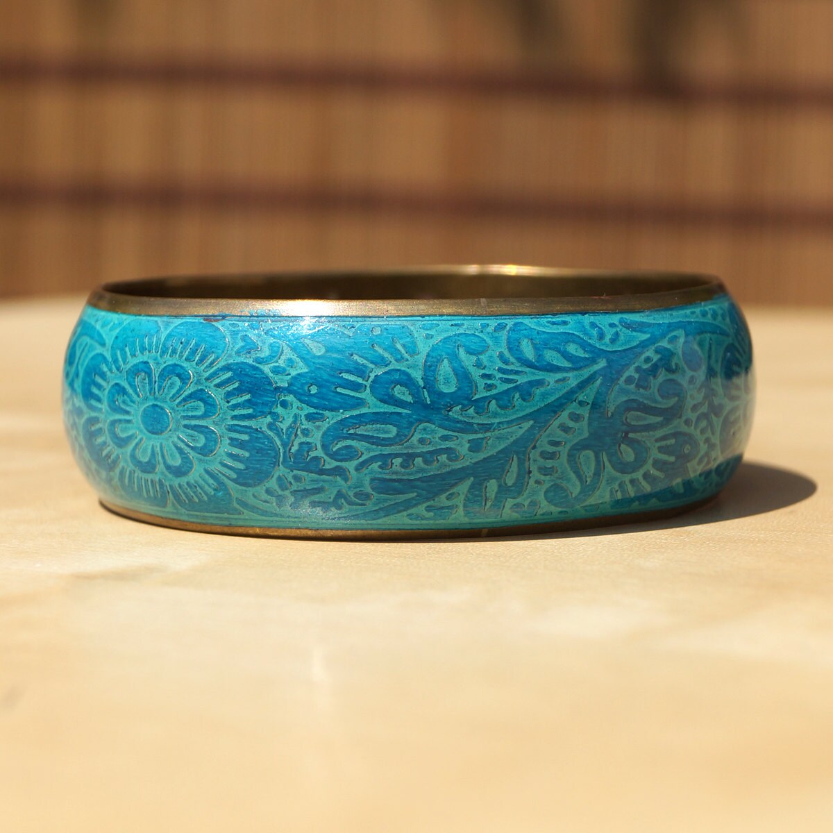 Messing Und Kunststoff Armband Mit Grün/Blauer Farbe Blumenmuster || Jahrgang von UKAmobile