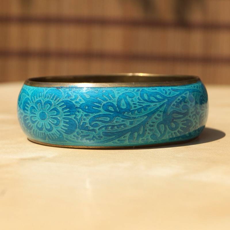 Messing Und Kunststoff Armband Mit Grün/Blauer Farbe Blumenmuster || Jahrgang Messing Und Kunststoff Armband Mit Grün/Blauer Farbe Blumenmuster || Jahrgang von UKAmobile