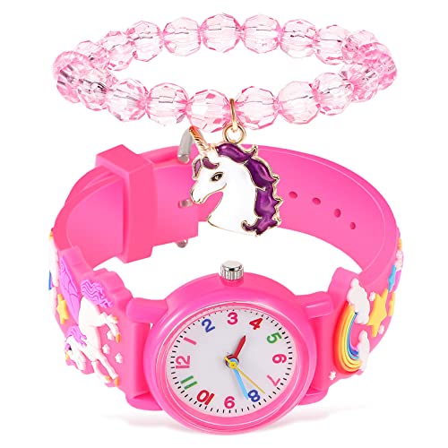 UKCOCO Cartoon-Uhr Kinder-mädchen-Armbanduhr Und Armband-Set Digitaluhr Für Mädchen Zum Geburtstag von UKCOCO