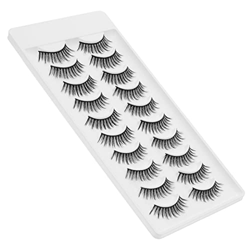 UKCOCO 10 Paare Natürliche Dichte Fake Lashes mit Festem Stiel Wiederverwendbare Wimpernverlängerung für Damen Einfach zu Tragen für Alltag Party Hochzeit und Besondere Anlässe von UKCOCO