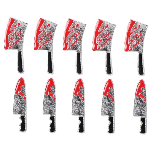 UKCOCO 10 Stück Teiliges Halloween Nagelkunst Metall Charms Blutige Cutter Motive für Damen Maniküre Nageldekorationen Kreative Kleine Kunstnägel Zubehör für Natur und Künstliche Nägel von UKCOCO