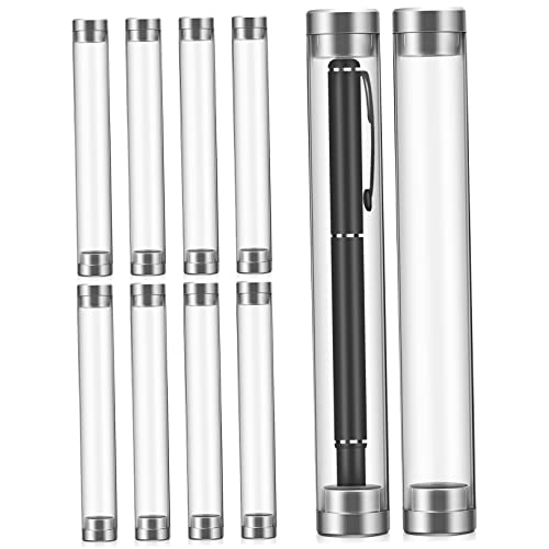 UKCOCO 10 Stück Teiliges Transparente Acryl Stifteboxen mit Stoppern Kompakte Aufbewahrung und Pen Display Röhren für Kugelschreiber für Schreibtisch und Handtasche von UKCOCO