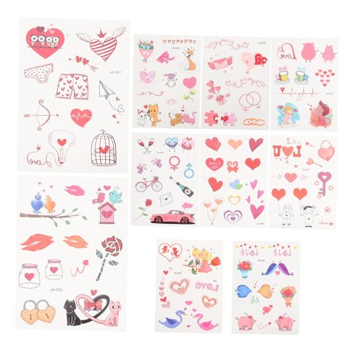 UKCOCO 10blätter Temporäre Sticker Für Hals Und Arm Und Herz Muster Für Valentinstag Und von UKCOCO