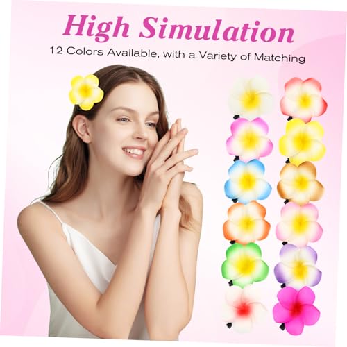 UKCOCO 12 Stück Teiliges Plumeria Haarspangen in Farben Realistisch Geformte Hawaiianische Blumen Haarklammern Vielseitige Haaraccessoires für Frauen Geeignet für Verschiedene Frisuren von UKCOCO