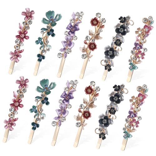 UKCOCO 12stücke Blumen-haarnadeln Strass-haarspangen Haarnadeln Für Frauen Dekorative Haarnadeln Haarspangen Für Frauen Haarschmuck Für Damen Haarblumen-clips Ausgefallene Haarspangen von UKCOCO
