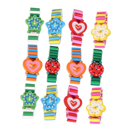 UKCOCO 12stücke Teiliges Holzuhren Für Junge Mädchen Kreative Armbanduhr Im Cartoon-Design Für Mädchen Leicht Und Tragbar Langlebiges Material Geschenkidee Für Kreative Junge von UKCOCO