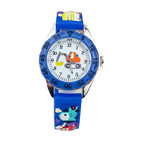 UKCOCO Kinderuhr Bagger Design 3D Cartoon Armbanduhr mit Quarzwerk Glaszifferblatt Silikonarmband Leicht Ablesbar Lernuhr für Jungen und Mädchen von UKCOCO