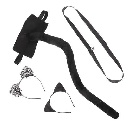 UKCOCO 1Satz Katzenohren Set mit Teiliges Cosplay Kit für Erwachsene Flauschigem Glitzernden Katzenohren für Halloween Freizeitpartys von UKCOCO