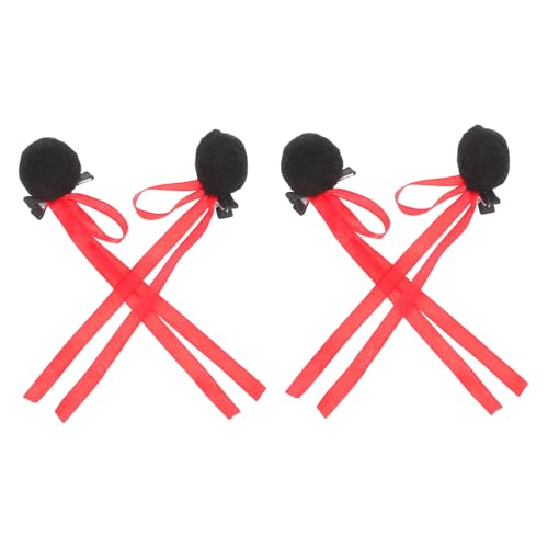 UKCOCO 2 Paar Süße Haarklammern Für Frauen Pompom Haarsperrettes Mit Band Für Cosplay -partys Hochzeiten Alltag Verwenden Modische Haarzubehör Verwenden von UKCOCO