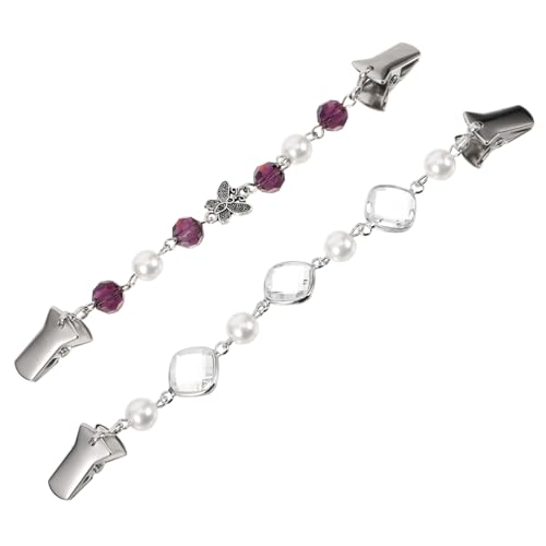 UKCOCO 2 Stck Strickjackenclips mit Perlen Cinch Clips für Pullover Blusen Kleider und Schals Einfach Anzubringen Dekorative Metall Bekleidungsclips für Damen Zufällige Zufällige Farbe von UKCOCO