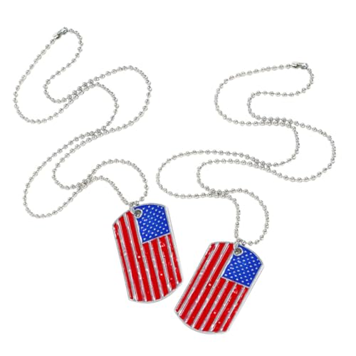 UKCOCO 2 Stück Amerikanische Flagge Anhänger Halskette Legierte Kette Modisch Leicht für Damen Herren Vielseitig Party Schmuck von UKCOCO