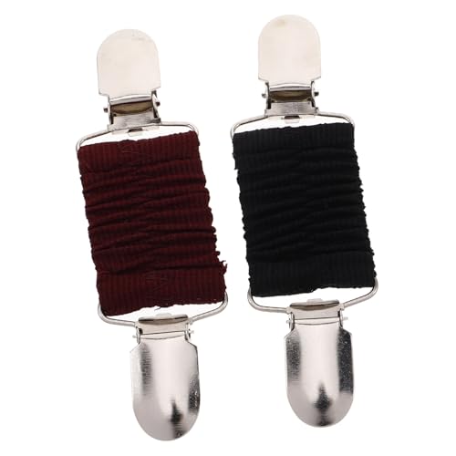 UKCOCO 2 Stück Damen Cinch Clips Elastische Taillen Kleiderclips für Cardigan Schal und Pullover Retro Klammern Sichere Fixierung Verrutschen Schwarz und Weinrot von UKCOCO