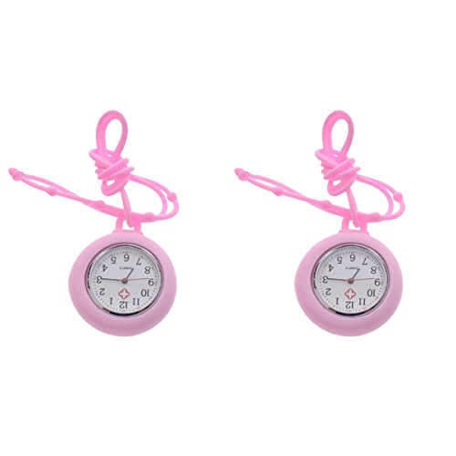 UKCOCO Clip 2 Stück Einfache Rosa Schlüsselanhänger Digitaler Arztclip Arzt Leichte Runde Uhr für Erwachsene Tunika Verstellbare Tasche Geschenk Freunde Modische Uhren an Zufälliger von UKCOCO