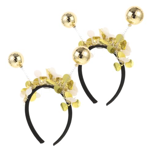 UKCOCO 2 Stück Glitzernde Haarbänder für Mädchen Dekorative Stirnbänder für Festivals Partys und Cosplay Bequeme und Rutschfeste Haarschmuck Accessoires Gold mit Pailletten von UKCOCO