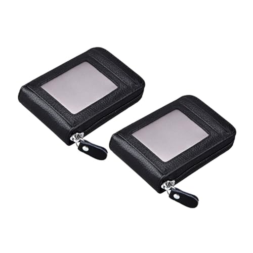 UKCOCO 2stücke Kreditkartenetui Aus Rindsleder Mit Reißverschluss Für Damen Und Herren Schmaler Kartenhalter Mit Mehreren Fächern Kompakter Geldbörse-Organizer Für Kreditkarten Und von UKCOCO