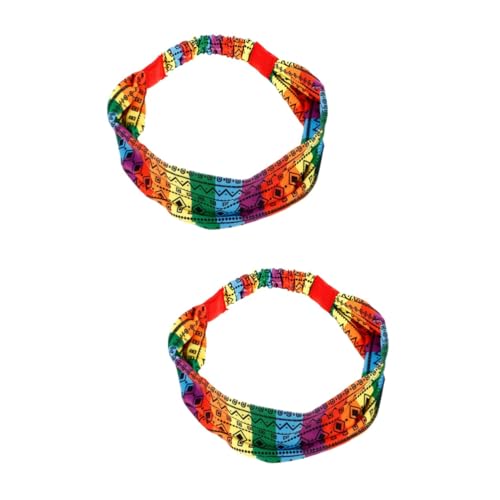 UKCOCO 2 Stück Regenbogen-Sport-Stirnband Schweiß Trainieren Fitnessstudio strecken wickeln haarband hair-band yoga headband sportliches stirnband damen Fitness-Stirnbänder Baumwolle von UKCOCO
