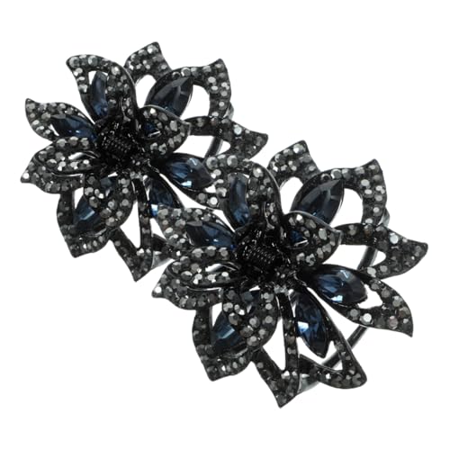 UKCOCO 2stücke Haarklammern Mit Kristall-strass Rutschfeste Clips Haarspange Mit Blumenmotiv Für Frauen Accessoire Für Pferdeschwanz Und Hochsteckfrisur von UKCOCO