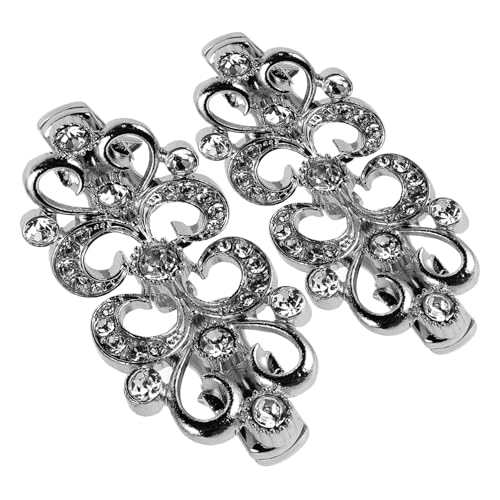 UKCOCO 2 Stück Strasssteine Schalclip Retro Pullover Clips aus Robustem Zinklegierung Funkelnde Brosche für Cardigan Hemd und Kleid Silberfarbene Kragenclips für Damen und Mädchen von UKCOCO