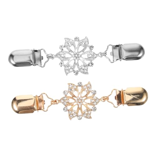 UKCOCO 2 Stück Strickjacken Clips mit Hohlblumen Muster und Funkelnden Strasssteinen Vielseitiger Schal und Umhangverschluss für Damen Klassische Broschen für Stilvolle Outfit Veredelung von UKCOCO