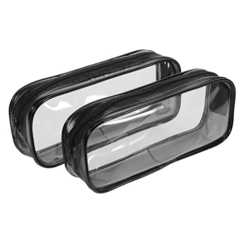 UKCOCO 2 Stück Teiliges Federmäppchen Großer Transparenter PVC Stifte Organizer mit Reißverschluss Kratzfeste Schreibwaren Aufbewahrungstasche für Schüler Leicht Wasserabweisend von UKCOCO