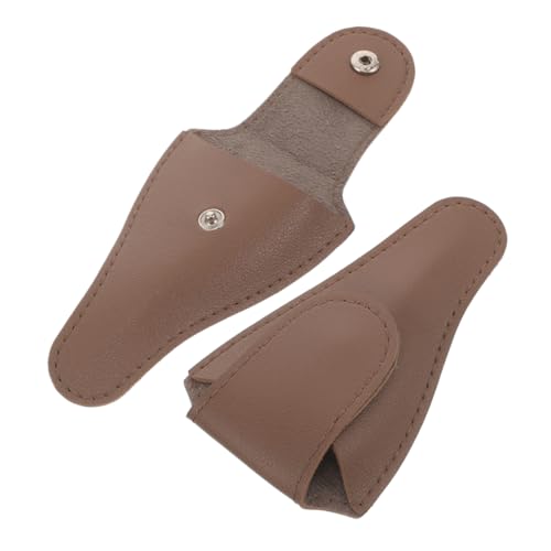 UKCOCO 2 Stück Teiliges PU Leder Nagelscheren Schutzhüllen Set Langlebige Maniküre Scherenabdeckungen Leichte Nagelpflege Scherenhüllen Stilvolles Dunkelbraunes Design für Damen und von UKCOCO