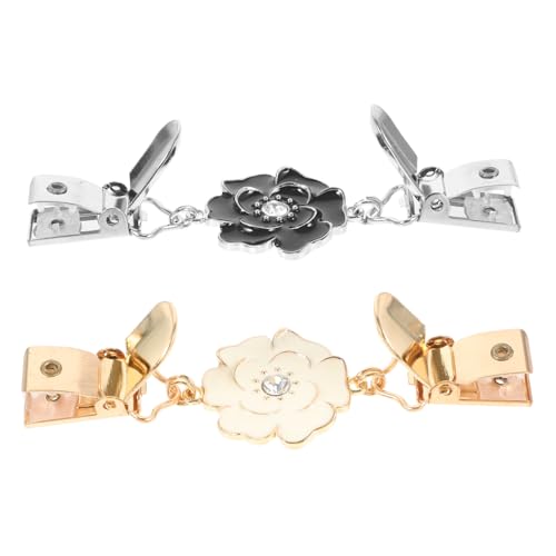 UKCOCO 2 Stück Teiliges Sweater Clips für Damen Eleganter Blumen Broschen Schalclip Vielseitiger Cardigan und Kragenverschluss Langlebige Legierung Strickjacken und Hemddekoration Weiß von UKCOCO