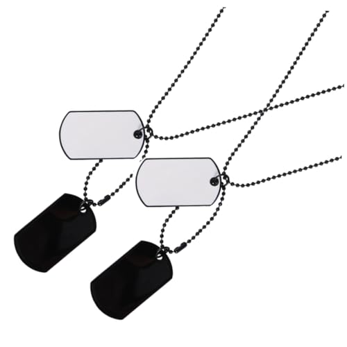 UKCOCO 2 Stück Teiliges Tag Anhänger Halskette Doppelseitige Pulloverkette für Damen und Herren Leichte Lange Schmuckkette in Schwarz und Weiß Vielseitiges Accessoire für Alltag und von UKCOCO