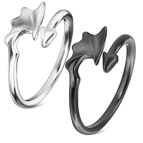 UKCOCO 2 Stück Verstellbare Paarringe und Teufel Design Teiliges aus Robustem Legierungsmetall Unisex Statement Ringe für Herren Damen für Besondere Anlässe von UKCOCO