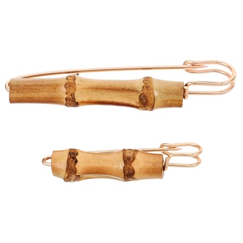 UKCOCO 2 Stück Vintage Bambus Brosche Sicherheitsnadeln für Strickjacken und Schals Retro Ethno Stil Pullover Verschluss Pins für Damen Kleid Accessoire von UKCOCO