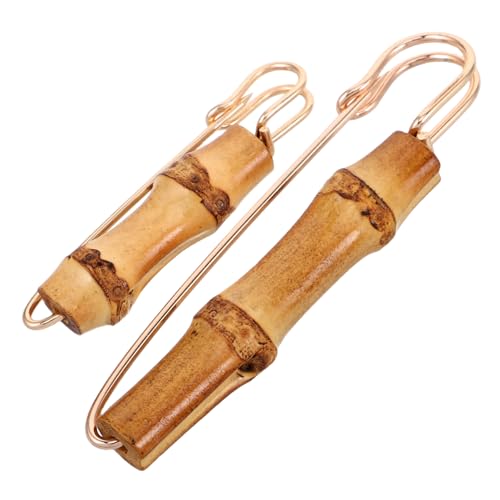 UKCOCO 2 Stück Vintage Bambus Broschen Teilig Retro Ethno Anstecknadeln für Cardigans und Kleider Langlebige Sicherheitsnadeln mit Modischem Kragenverschluss für Damen Vielseitige von UKCOCO