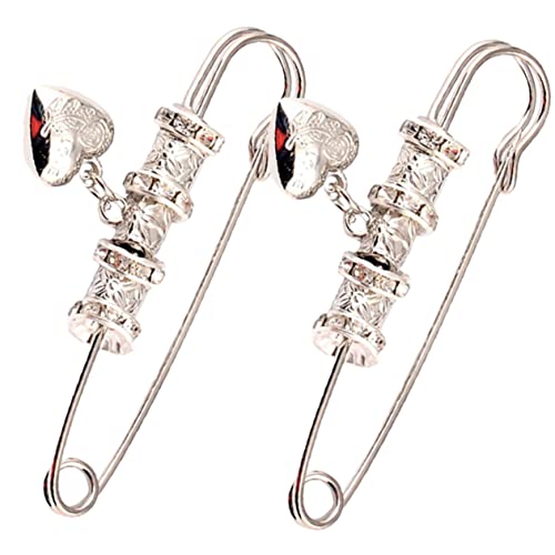 UKCOCO 2 Stück Vintage Brosche für Damen Modischer Schal und Cardigan Verschluss Dekorativer Strickjacken Pin Silberfarbene Sicherheitsnadeln für Festliche Anlässe und Alltag Elegantes von UKCOCO