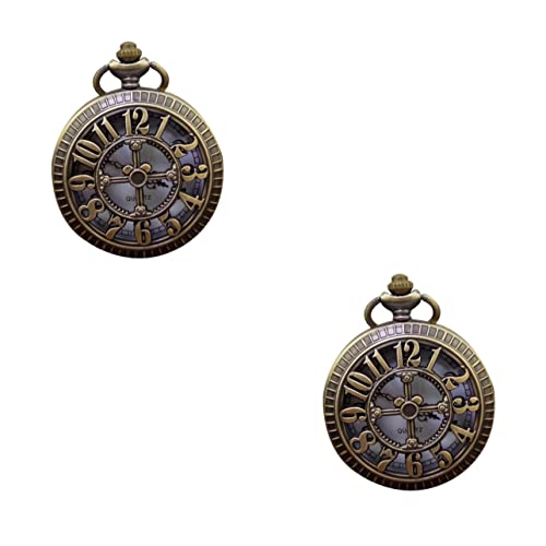 UKCOCO 2 STK personalisierte Uhr kreative Taschenuhr Herrenuhren für Herren Skelettuhren Klassische Uhren für Herren runde Taschenuhr Kleidung Dekoration Uhr runden Anschauen Runde Kette von UKCOCO