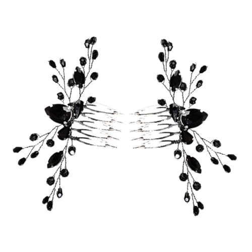 UKCOCO 2 Stück braut hochzeit tiara Haarzubehör für Frauen Brautjungfer Hochzeit für die Braut Party Kamm deko Haarschmuck Hochzeit Hochzeitsblumen für Mittelstücke Zinklegierung Schwarz von UKCOCO