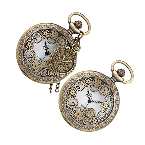 UKCOCO 2stücke Vintage Taschenuhr Halskette Mit Römischem Pocket Watch Für Und Damen Anhängeruhr Mit Kette Präzise Zeitmessung Für Und Alltag von UKCOCO