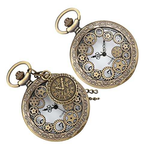 UKCOCO 2stücke Vintage Taschenuhr Mit Roman- Klassische Kettenuhr Für Und Für Und Familie Retro-Design Präzise Zeitansage von UKCOCO